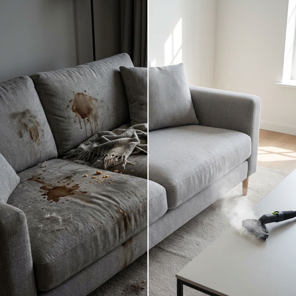 Before and After Upholstery Cleaning